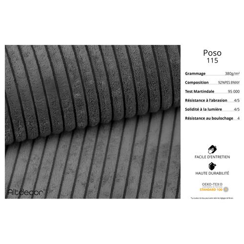 Canapé D'angle Irea-u2-v2 301x165x80  Panoramique En Tissu - Gris Foncé