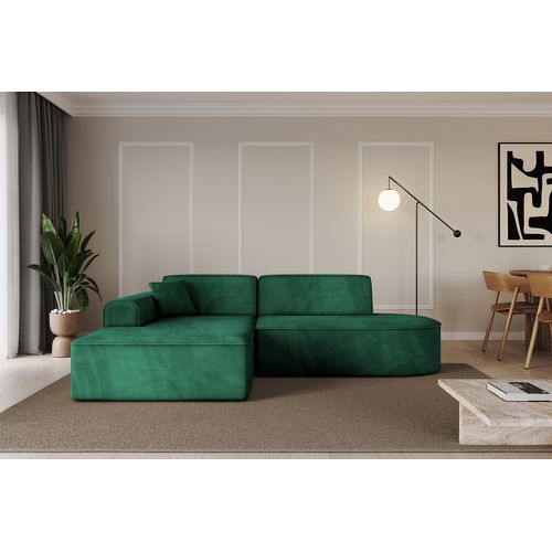 Canapé D'angle Irea-l1-v3 232x165x77  Angle Gauche En Velours  -  Vert
