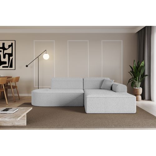 Canapé D'angle Irea-l1-v3 232x165x77  Angle Droit En Bouclette  -  Gris Clair