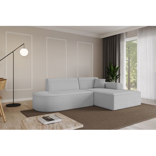 Canapé D'angle Irea-l1-v3 232x165x77  Angle Droit En Bouclette  -  Gris Clair