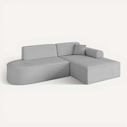Canapé D'angle Irea-l1-v3 232x165x77  Angle Droit En Bouclette  -  Gris Clair