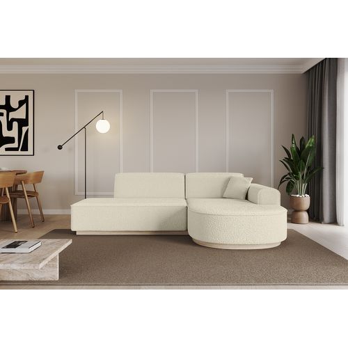 Canapé D'angle Arrio-l1 243x171x83  Angle Droit En Bouclette  -  Beige