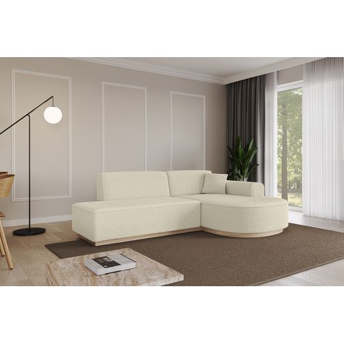 Canapé D'angle Arrio-l1 243x171x83  Angle Droit En Bouclette  -  Beige
