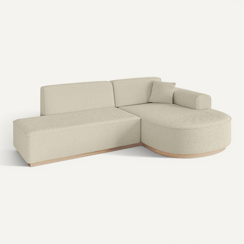 Canapé D'angle Arrio-l1 243x171x83  Angle Droit En Bouclette  -  Beige