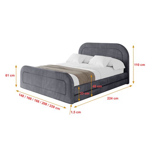 Lit Tapissé Avec Un Coffre De Rangement - Leris-z 200x200 Gris Foncé
