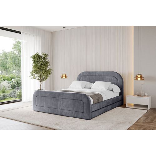 Lit Tapissé Avec Un Coffre De Rangement - Leris-z 200x200 Gris Foncé