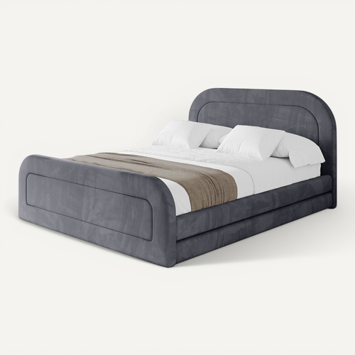 Lit Tapissé Avec Un Coffre De Rangement - Leris-z 200x200 Gris Foncé