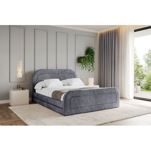 Lit Tapissé Avec Un Coffre De Rangement - Leris-z 200x200 Gris Foncé