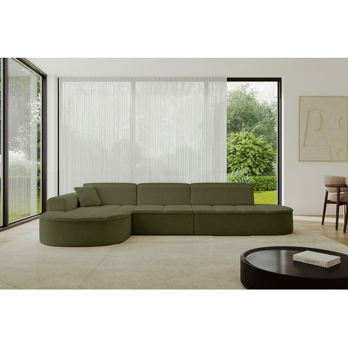 Canapé D'angle Taro-l2 328x171x79,5  Angle Gauche En Bouclette  -  Vert