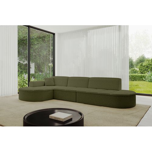 Canapé D'angle Taro-l2 328x171x79,5  Angle Gauche En Bouclette  -  Vert