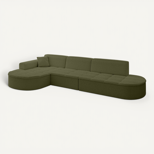 Canapé D'angle Taro-l2 328x171x79,5  Angle Gauche En Bouclette  -  Vert