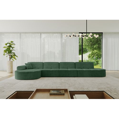 Canapé D'angle Taro-l3 413x171x79,5  Angle Gauche En Tissu -  Vert
