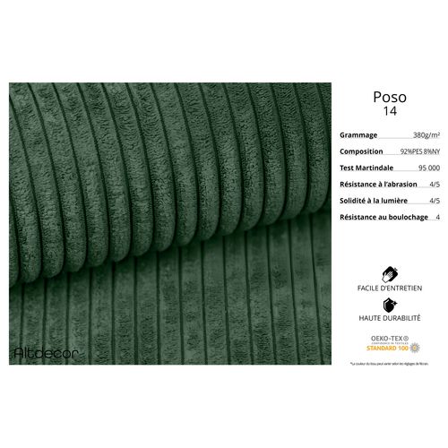 Canapé D'angle Taro-l3 413x171x79,5  Angle Gauche En Tissu -  Vert