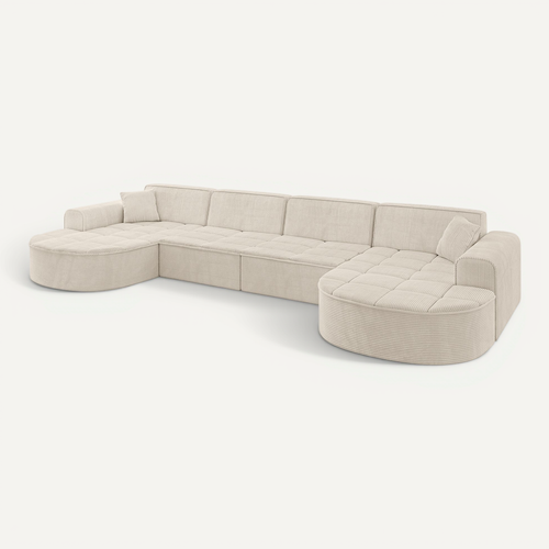 Canapé D'angle Taro-u2 388x171x79,5 Angle Panoramique En Tissu - Beige