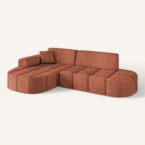 Canapé D'angle Livo-l1 252x173x79,5  Angle Gauche En Velours  -  Apricot