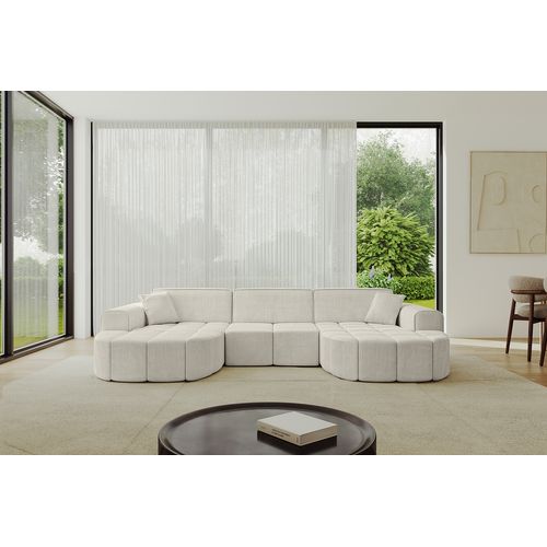 Canapé D'angle Livo-u1 315x173x79,5 Angle Panoramique En Tissu - Crémeux