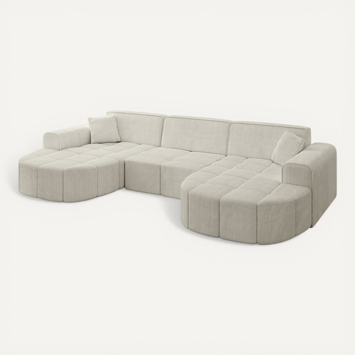 Canapé D'angle Livo-u1 315x173x79,5 Angle Panoramique En Tissu - Crémeux