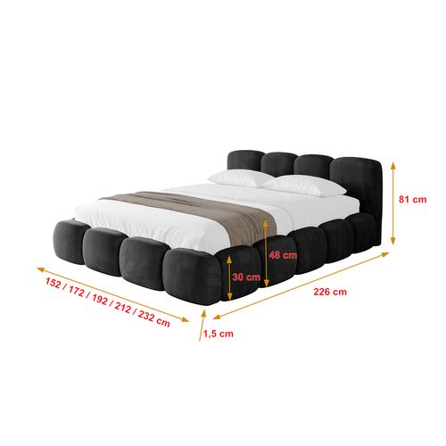 Lit Tapissé Avec Un Coffre De Rangement - Kala-v1 140x200 Noir
