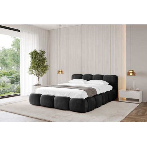 Lit Tapissé Avec Un Coffre De Rangement - Kala-v1 140x200 Noir