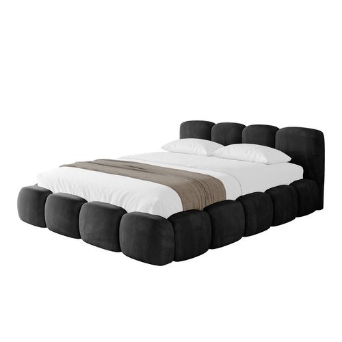 Lit Tapissé Avec Un Coffre De Rangement - Kala-v1 140x200 Noir