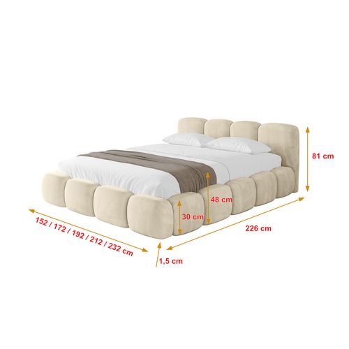 Lit Tapissé Avec Un Coffre De Rangement - Kala-v1 140x200 Beige