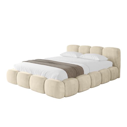 Lit Tapissé Avec Un Coffre De Rangement - Kala-v1 140x200 Beige