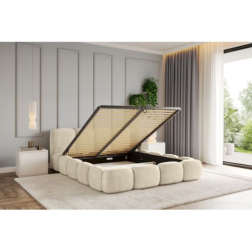 Lit Tapissé Avec Un Coffre De Rangement - Kala-v1 140x200 Beige