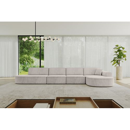 Canapé D'angle Mari-l3 413x171x79,5 Angle Droit En Velours - Marron Clair