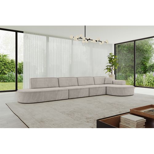 Canapé D'angle Mari-l3 413x171x79,5 Angle Droit En Velours - Marron Clair