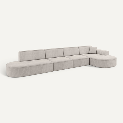 Canapé D'angle Mari-l3 413x171x79,5 Angle Droit En Velours - Marron Clair