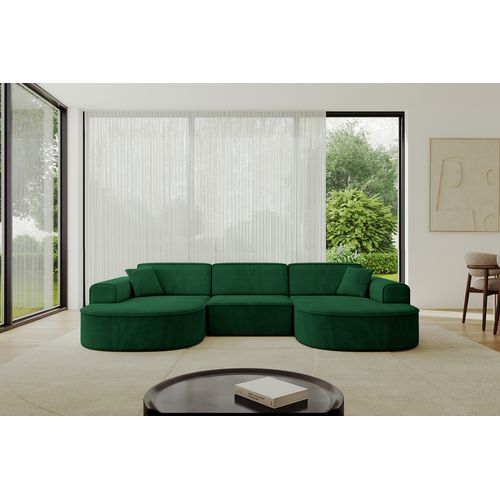 Canapé D'angle Mari-u1 295x171x79,5  Panoramique En Velours - Vert