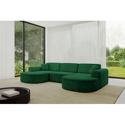 Canapé D'angle Mari-u1 295x171x79,5  Panoramique En Velours - Vert