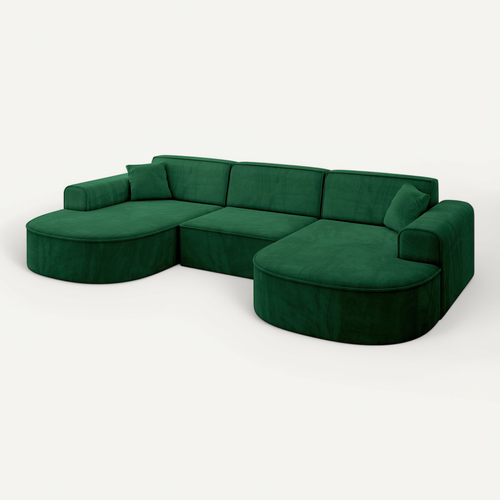 Canapé D'angle Mari-u1 295x171x79,5  Panoramique En Velours - Vert