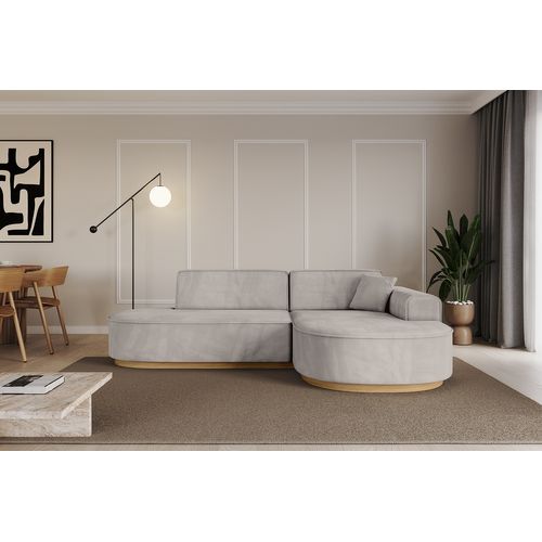 Canapé D'angle Mari-l1-v2 243x171x83  Angle Droit En Velours - Marron Clair