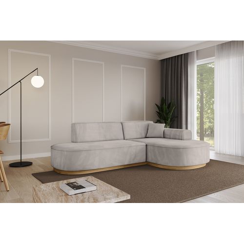 Canapé D'angle Mari-l1-v2 243x171x83  Angle Droit En Velours - Marron Clair