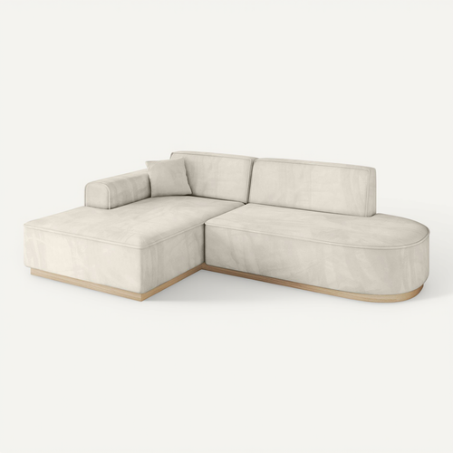 Canapé D'angle Irea-l1 232x165x80 Angle Gauche En Velours - Beige