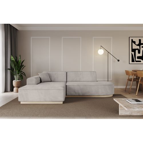 Canapé D'angle Irea-l1 232x165x80 Angle Gauche En Velours - Beige Clair