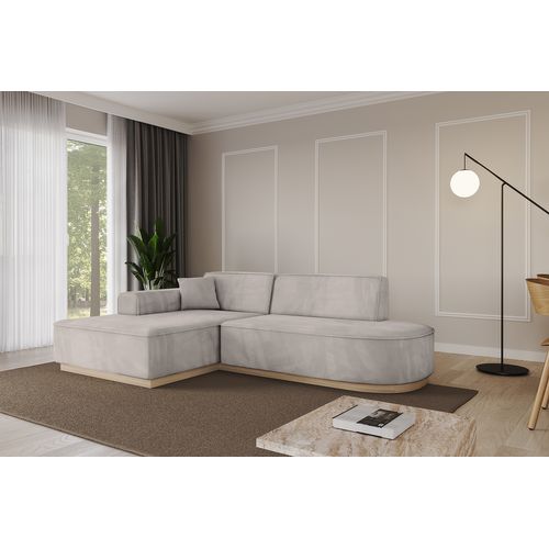 Canapé D'angle Irea-l1 232x165x80 Angle Gauche En Velours - Beige Clair
