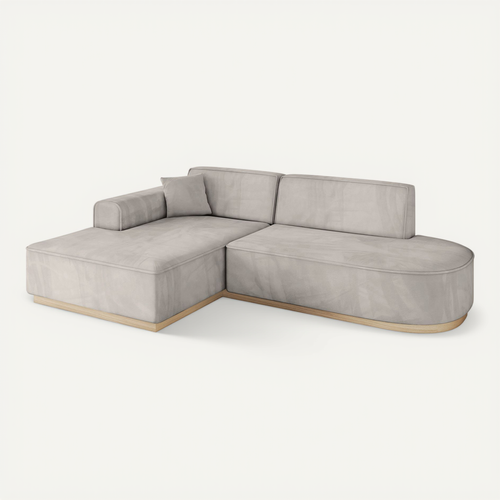 Canapé D'angle Irea-l1 232x165x80 Angle Gauche En Velours - Beige Clair