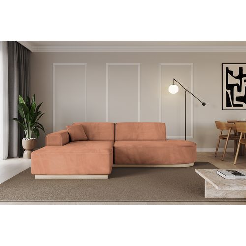 Canapé D'angle Irea-l1 232x165x80 Angle Gauche En Velours - Apricot