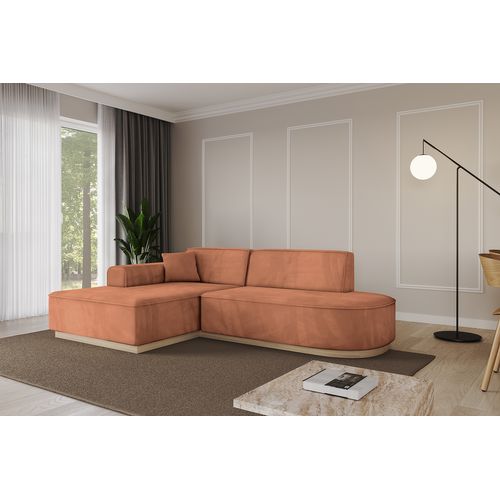 Canapé D'angle Irea-l1 232x165x80 Angle Gauche En Velours - Apricot
