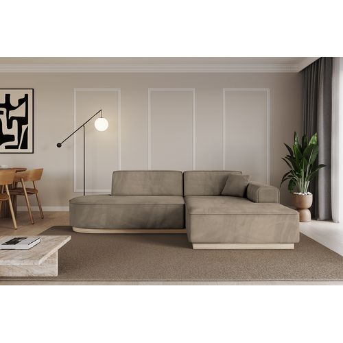 Canapé D'angle Irea-l1 232x165x80 Angle Droit En Velours - Marron