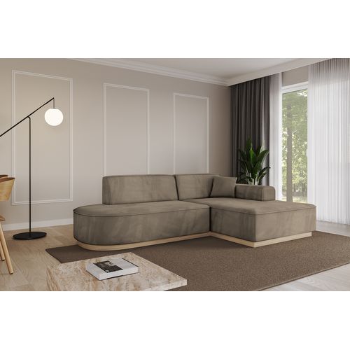 Canapé D'angle Irea-l1 232x165x80 Angle Droit En Velours - Marron
