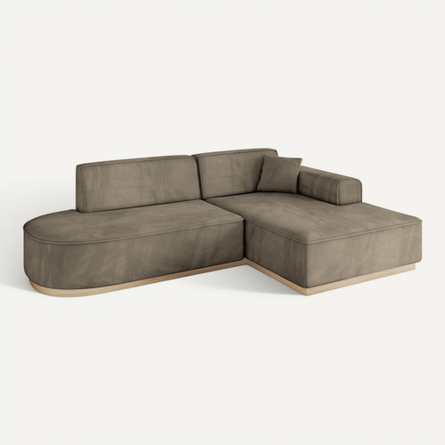 Canapé D'angle Irea-l1 232x165x80 Angle Droit En Velours - Marron