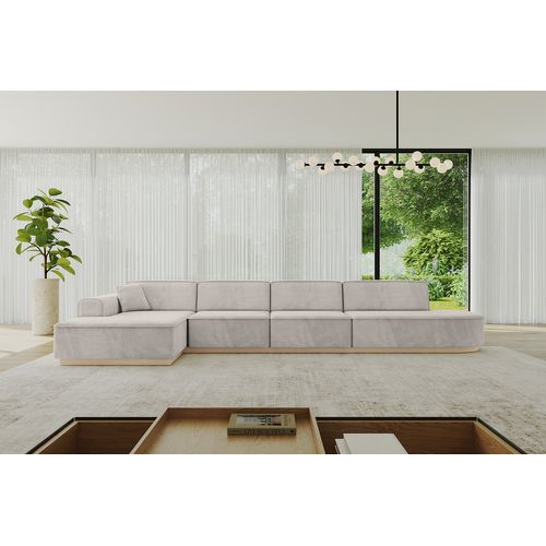 Canapé D'angle Irea-l3 412x165x80 Angle Gauche En Velours - Beige Clair