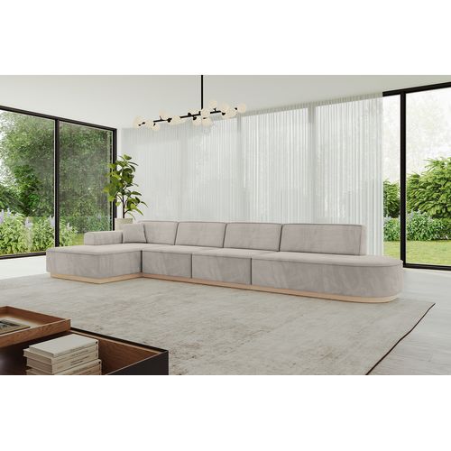 Canapé D'angle Irea-l3 412x165x80 Angle Gauche En Velours - Beige Clair