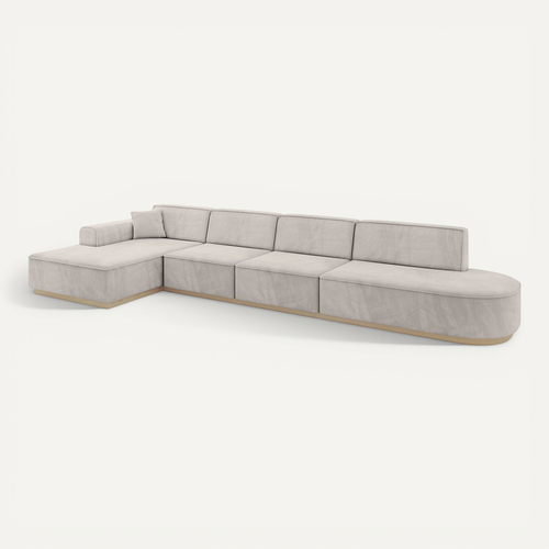Canapé D'angle Irea-l3 412x165x80 Angle Gauche En Velours - Beige Clair