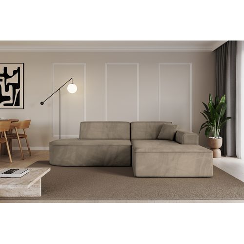 Canapé D'angle Irea-l1-v3 232x165x77  Angle Droit En Velours -  Marron