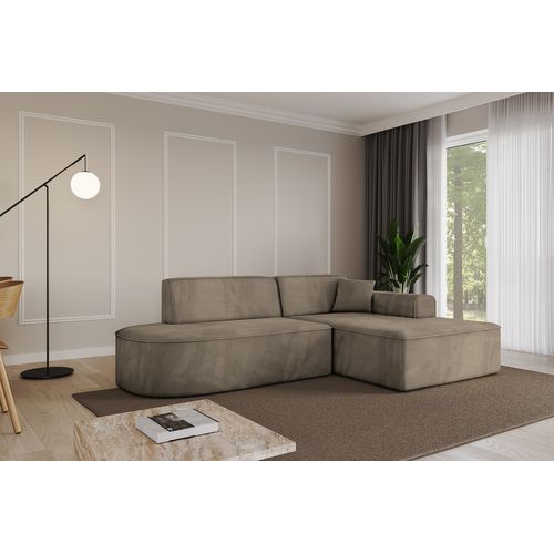 Canapé D'angle Irea-l1-v3 232x165x77  Angle Droit En Velours -  Marron
