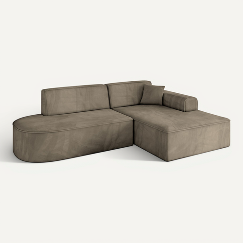 Canapé D'angle Irea-l1-v3 232x165x77  Angle Droit En Velours -  Marron